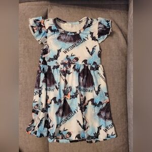 Charming Wednesday Bat Print Kids Dress